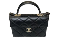 CHANEL Litchi Leather Cow Leather Shoulder Bag Crossbody Bag Handbag Regular Women's Black
