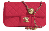 CHANEL Classic Flap CF Small Gold Ball Sheepskin Crossbody Bag, Shoulder Bag Women's Red