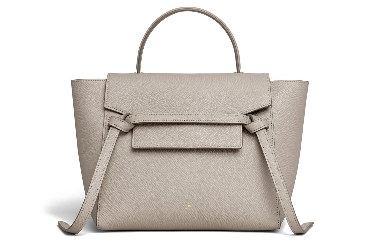 CELINE Belt Cow Leather Catfish Bag Handbag, Shoulder Bag, Crossbody Bag Micro Women's Taupe/Candy