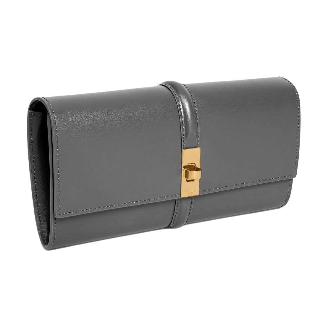 CELINE 16 Calfskin Wallet Large Size Women's Gray