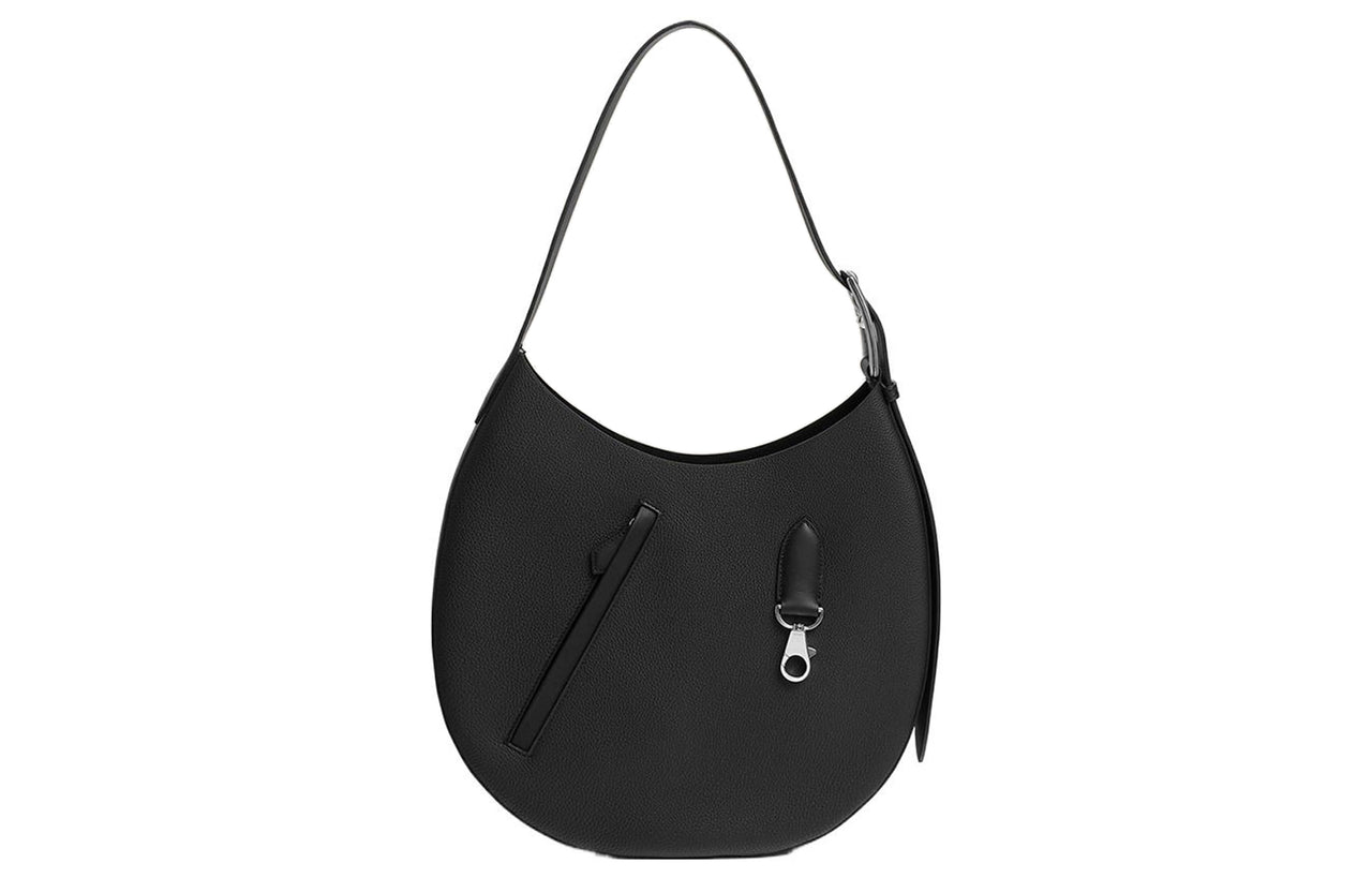 HERMES Togo Leather With Swift Calfskin Moon Bag Handbag Shoulder Bag Regular Women's Black