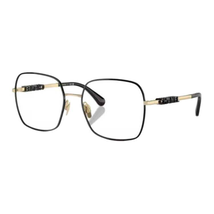 CHANEL Metal Square Eyeglass Frames Women's Gold