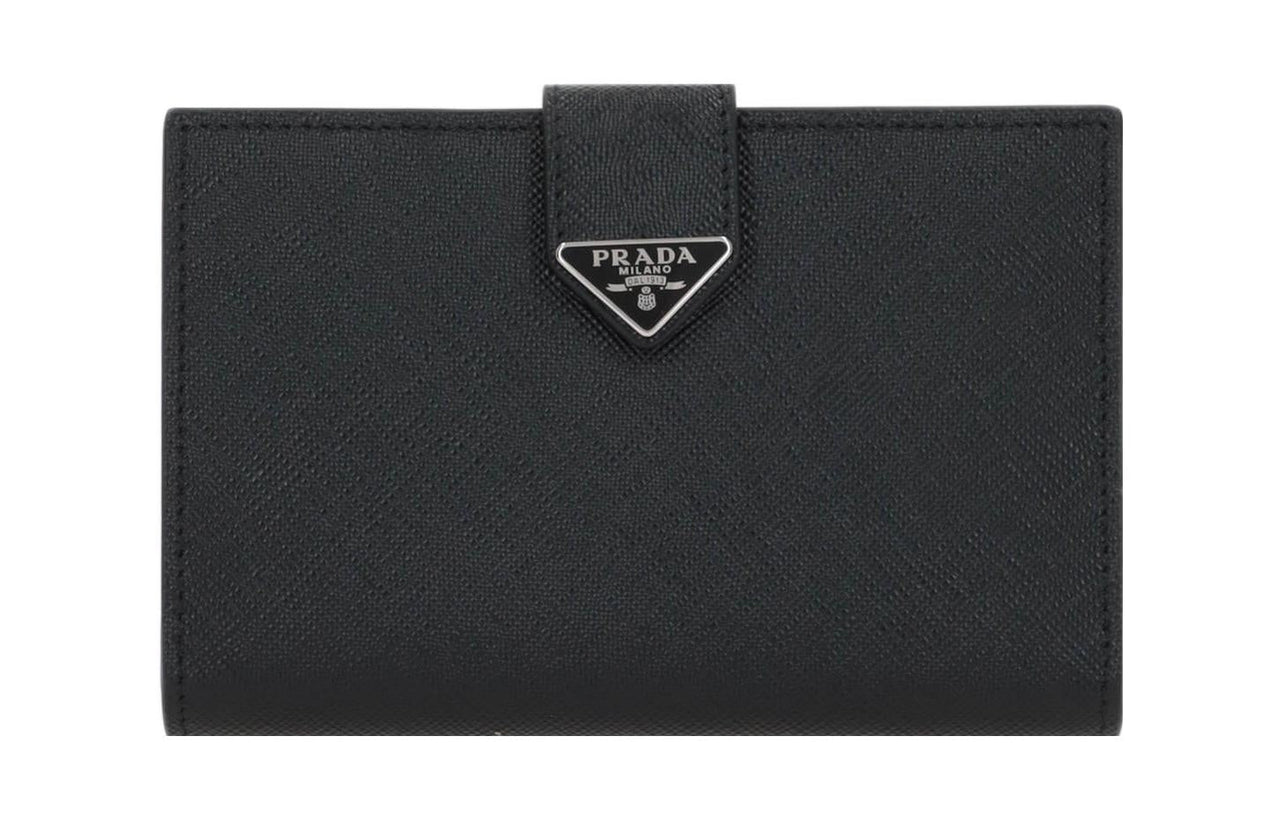 PRADA Calfskin Wallet Men's Black