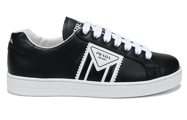 PRADA Skateboard Shoes Men Low-Top Black White