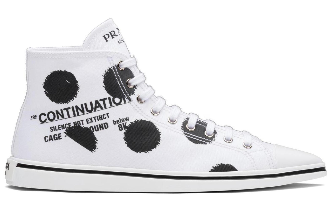 PRADA High Top Stylish Skateboarding Shoes Women's White Black