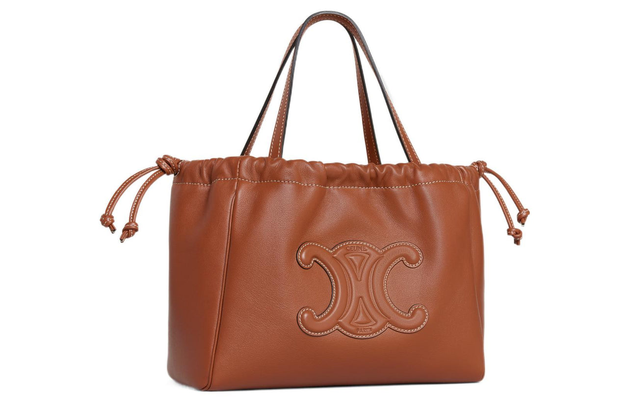 CELINE CabasTriomphe Smooth Cow Leather Shoulder Bag, Crossbody Bag, Handbag Trumpets Women's Tawny