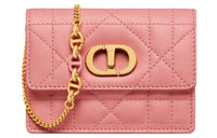 DIOR Caro Sheepskin Crossbody Bag Shoulder Bag Women's Light Pink