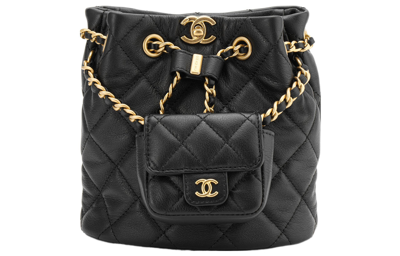 CHANEL Small Drawstring 23A Bucket Black AS3947