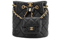 CHANEL Small Drawstring 23A Bucket Black AS3947