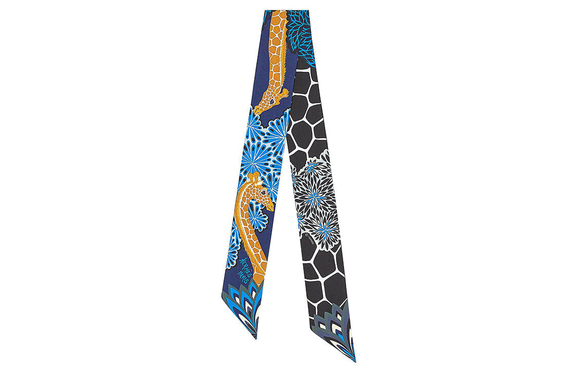 HERMES Silk Scarves Women's Blue Black