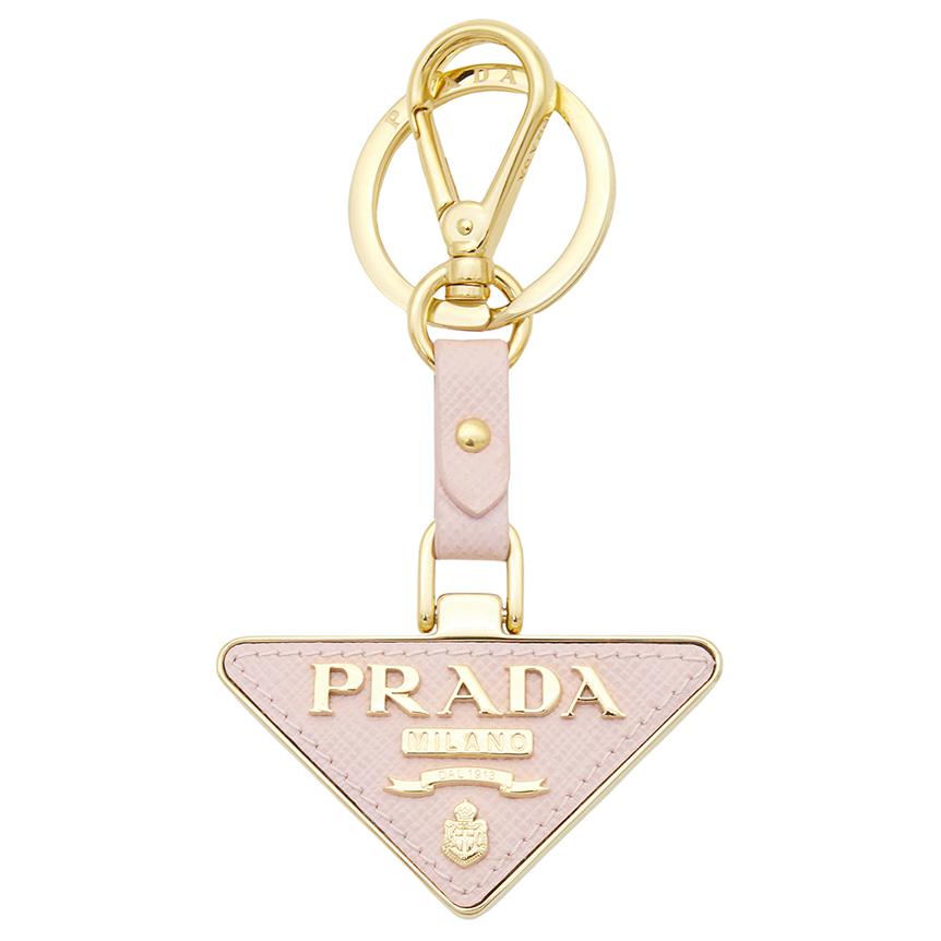 PRADA Calfskin Metal Keychains Women's Pink