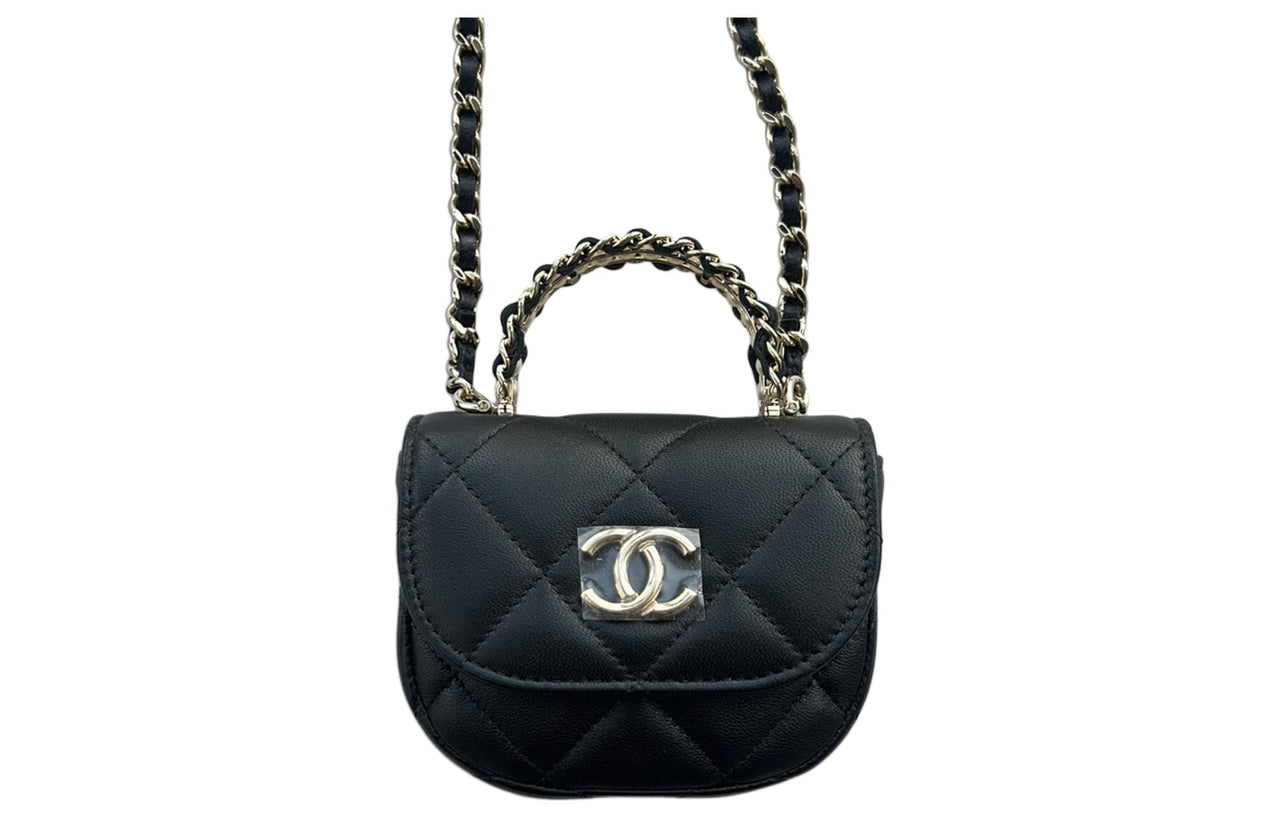 CHANEL Sheepskin Shoulder Bag Crossbody Bag Mini Women's Black