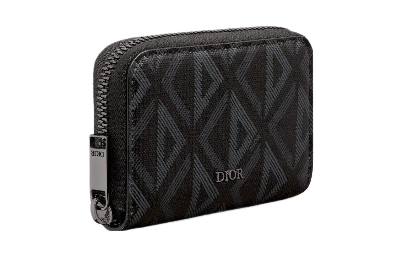 DIOR Diamond Canvas Card Holder Men's Black