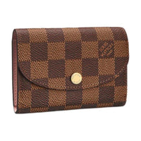 LOUIS VUITTON Rosalie Canvas With Leather Canvas Bag Coin Purse Wallet Women's Brown Checkerboard Ballet Pink