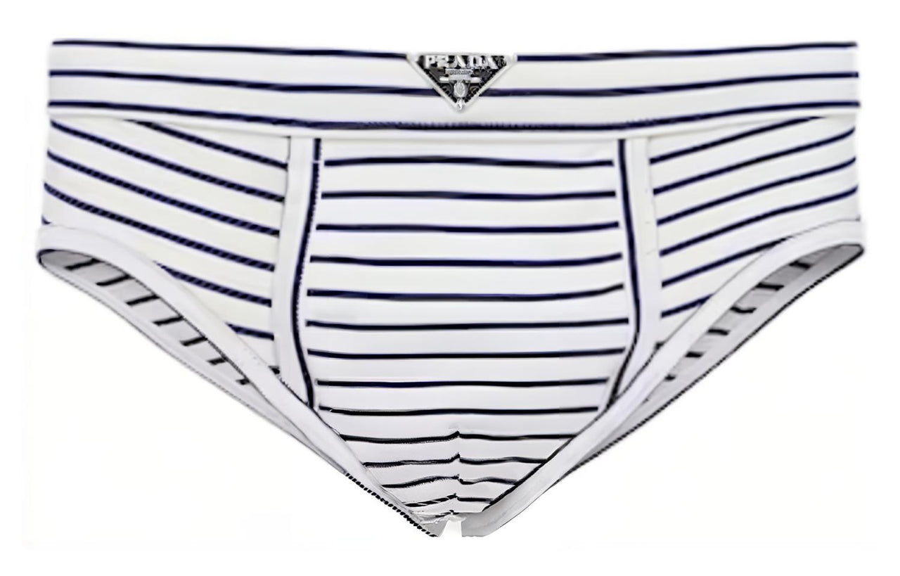 PRADA Cotton Briefs Underpants Men's 1 Pack Blue White & Multicolor