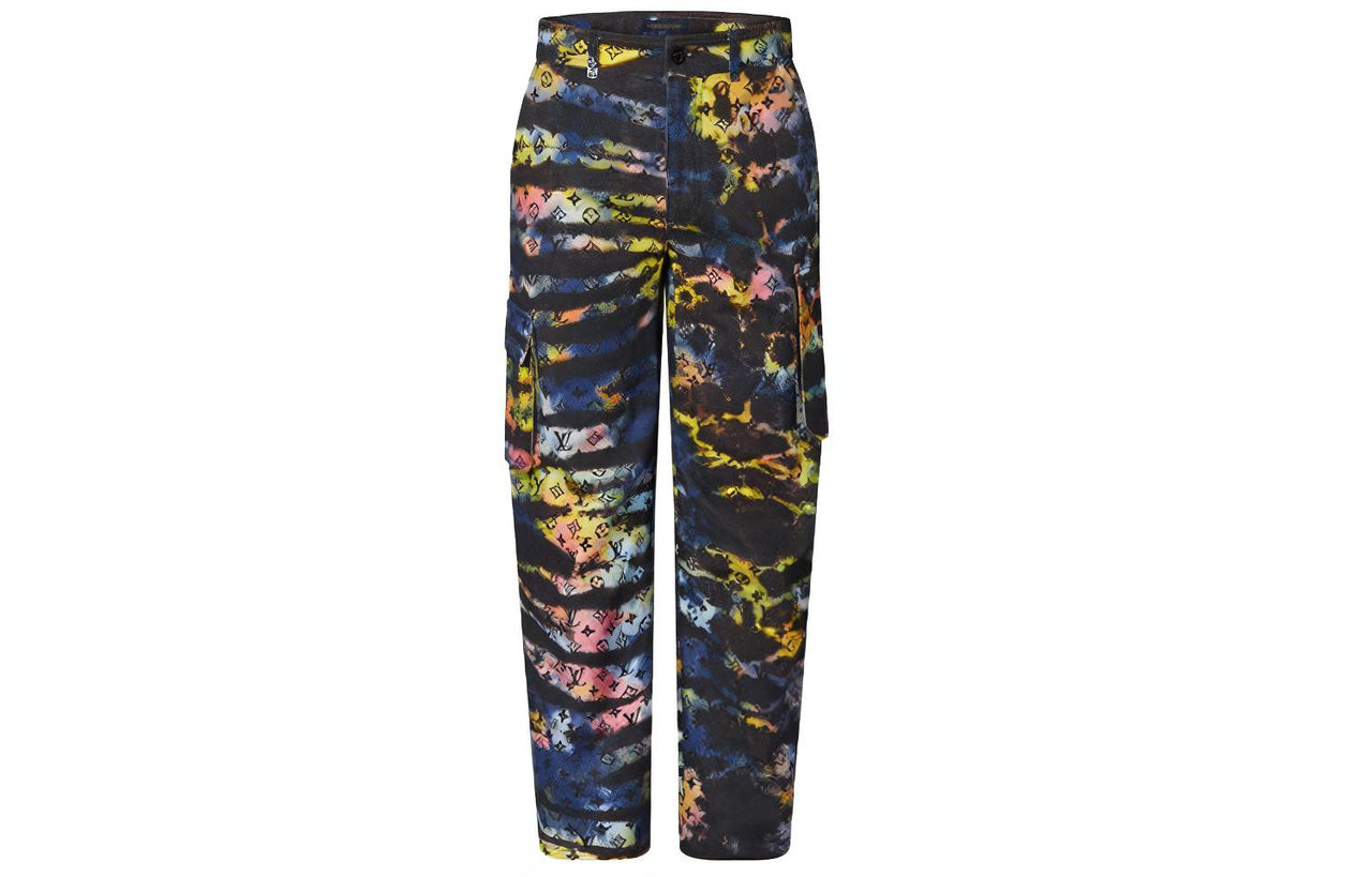LOUIS VUITTON Printed Monogram Tie Dye Cargo Denim Pant