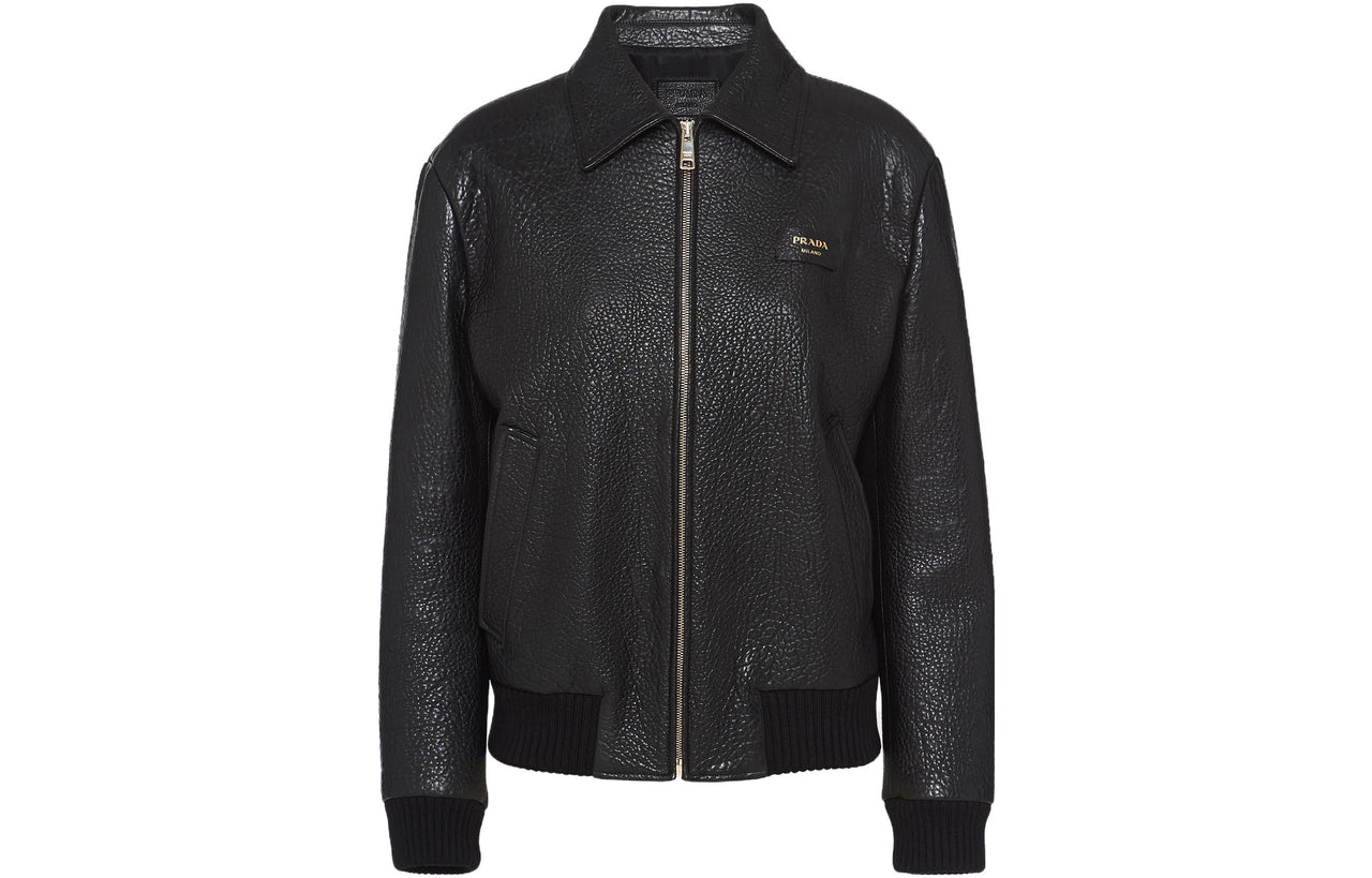 PRADA Crocodile-embossed Leather Jacket