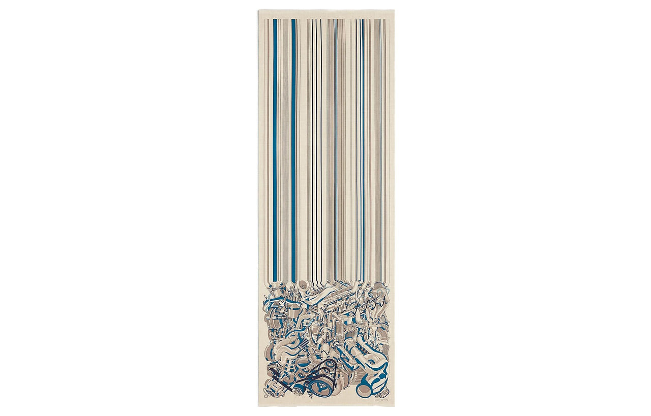 HERMES Silk Scarves Men Ecru