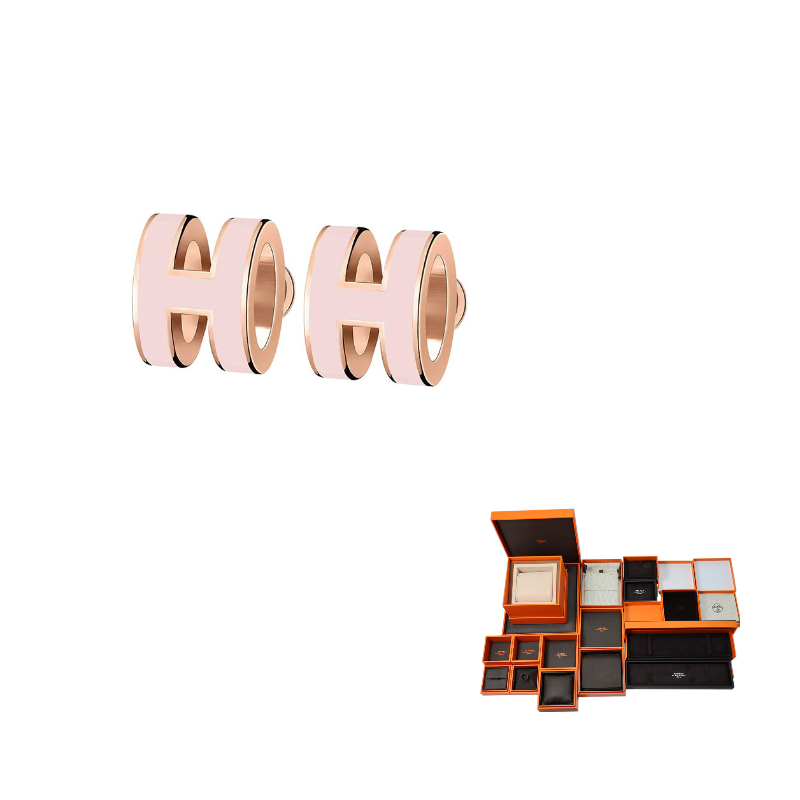 HERMES Gold-Plated Earrings Women's Rose Gold