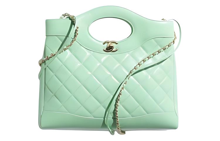 CHANEL Sheepskin Chain Shoulder Bag Crossbody Bag Handbag Mini Women's Light Green