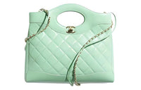 CHANEL Sheepskin Chain Shoulder Bag Crossbody Bag Handbag Mini Women's Light Green