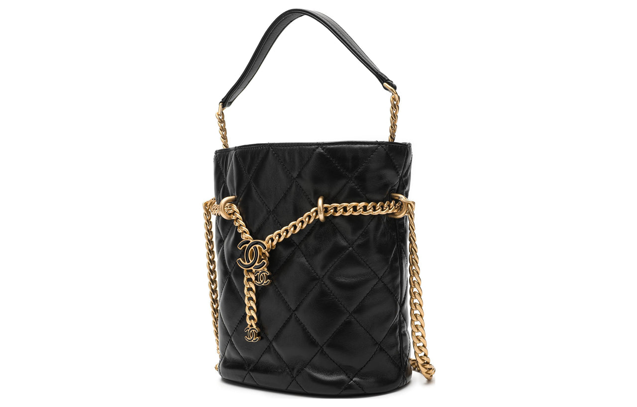 CHANEL Lambskin Char Siu Bag Bucket Bag Small Lucky Bag Wallet Shoulder Bag Crossbody Bag Regular Women's Black