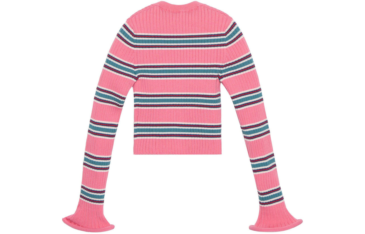 LOUIS VUITTON Horizontal Stripes Trumpet Sleeve Cardigan