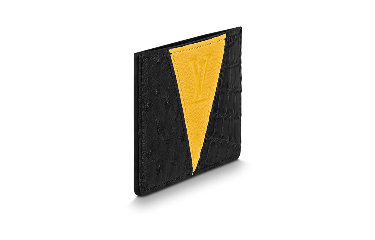 LOUIS VUITTON Crocodile Leather Card Holder Unisex Black/Yellow