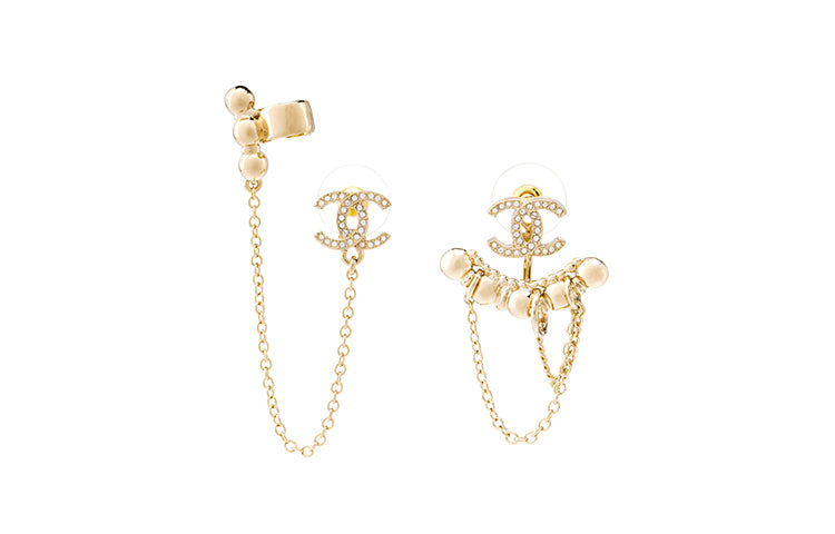 CHANEL Metal Earrings Women's Gold