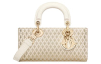 DIOR Jacquard Fabric Lady Dior Bag, Shoulder Bag, Crossbody Bag, Handbag Small Size Women's Gold