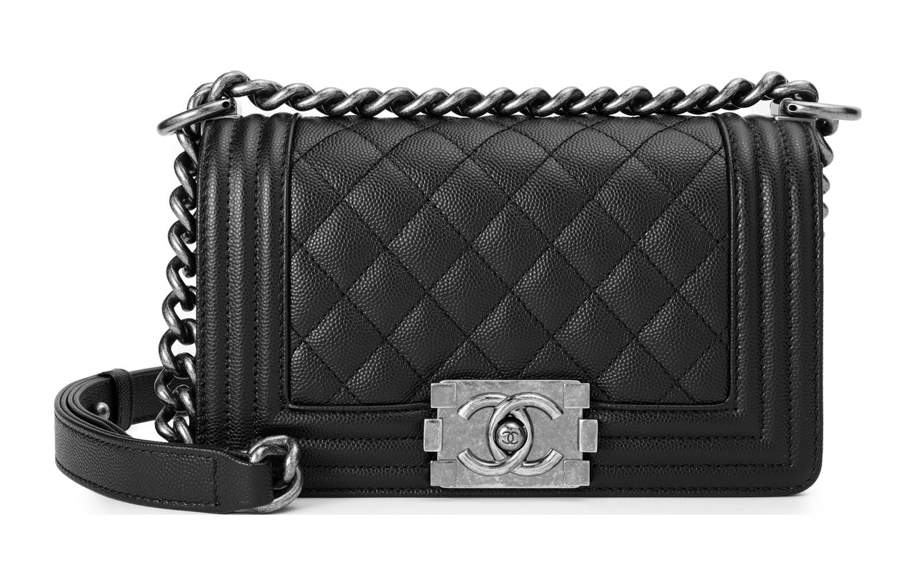 CHANEL LEBOY Litchi Grain Cow Leather Handbag Shoulder Bag Crossbody Bag Small Size Women's Black