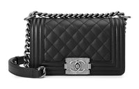 CHANEL LEBOY Litchi Grain Cow Leather Handbag Shoulder Bag Crossbody Bag Small Size Women's Black
