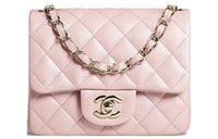 CHANEL Sheepskin Mini Square Flap Bag, Flap Bag, Shoulder Bag, Crossbody Bag Women's Light Pink
