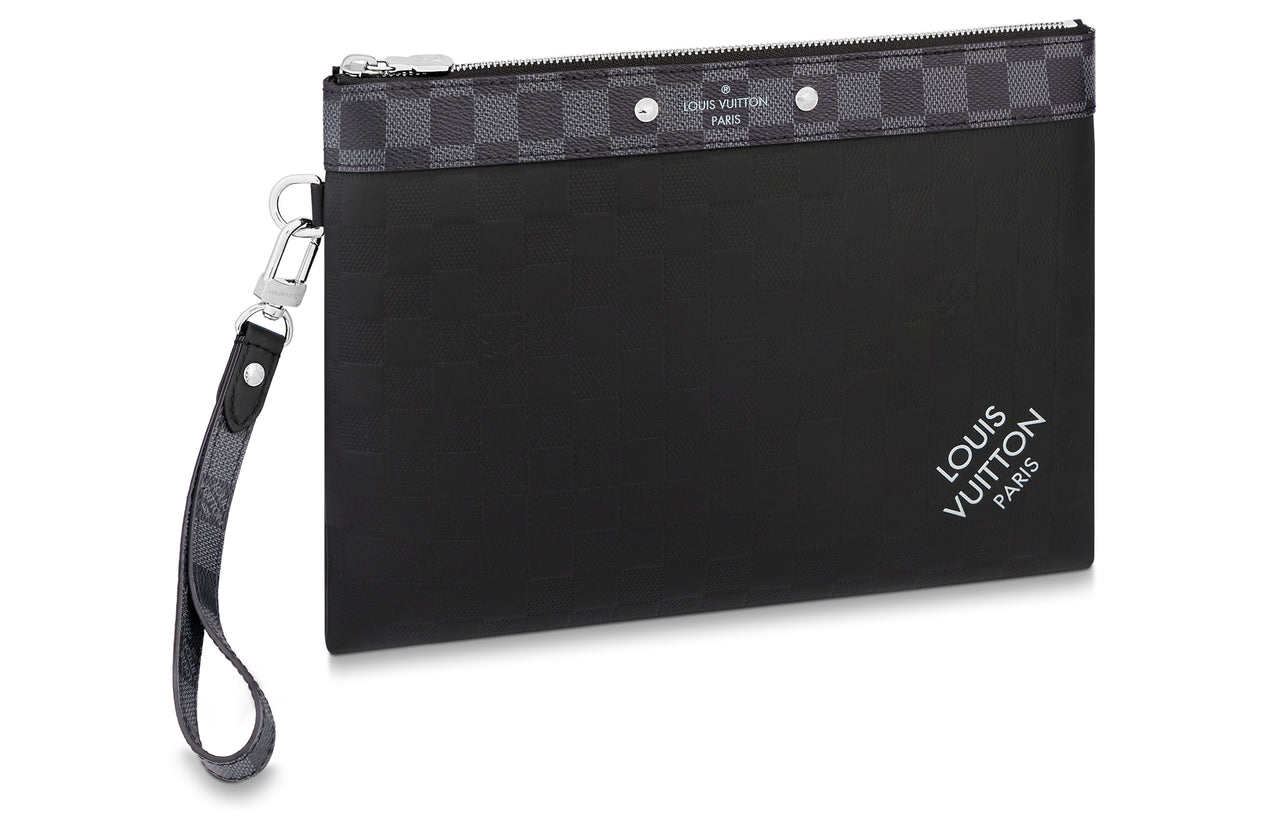 LOUIS VUITTON Pochette To-Go Coated Canvas With Leather Clutch Regular Men's Black