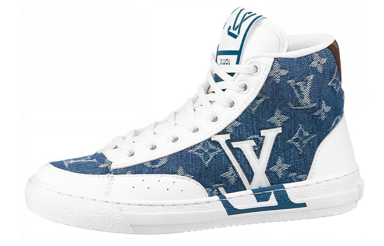 LOUIS VUITTON Charlie Ankle Sneakers 'White Denim Monogram' Women's
