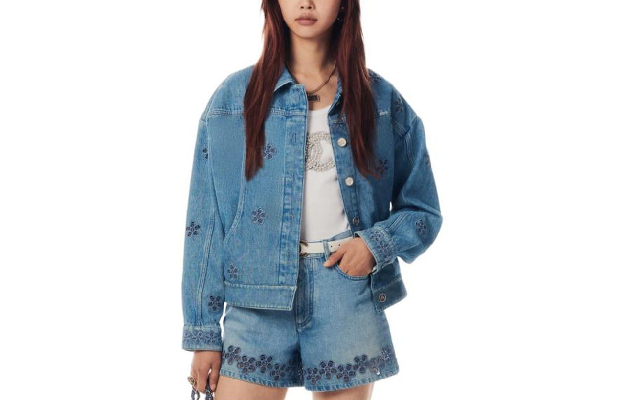 CHANEL 24 New Spring And Summer Arrivals Denim Jacket Women's Light Blue