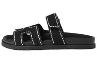 HERMES Chypre Rubber Sole Slide Slippers Women's Black