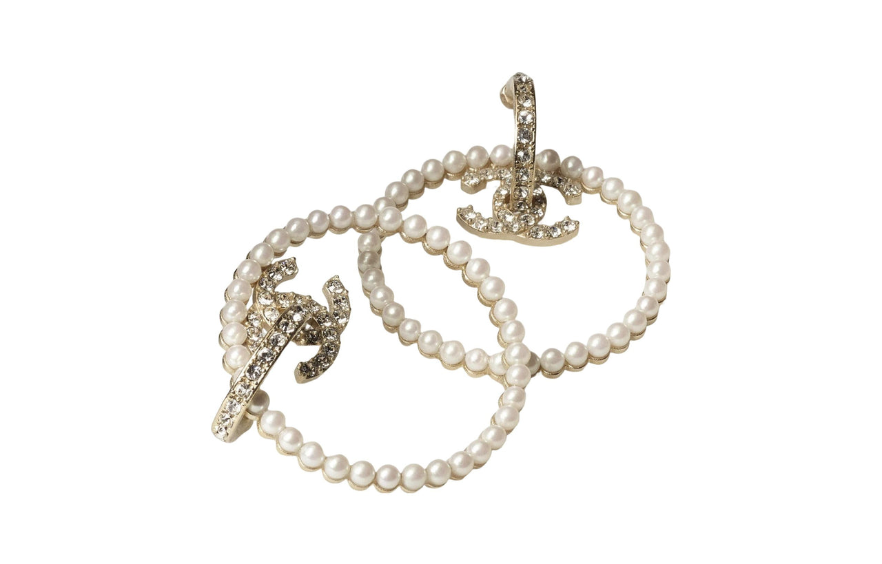 CHANEL Earrings Women's White/Gold