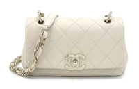 CHANEL Lambskin Mouth Cover Bag Crossbody Bag Shoulder Bag Women's Ecru