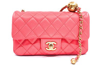 CHANEL Classic Flap CF Small Gold Ball Lambskin Shoulder Bag Crossbody Bag Regular Women's Pink