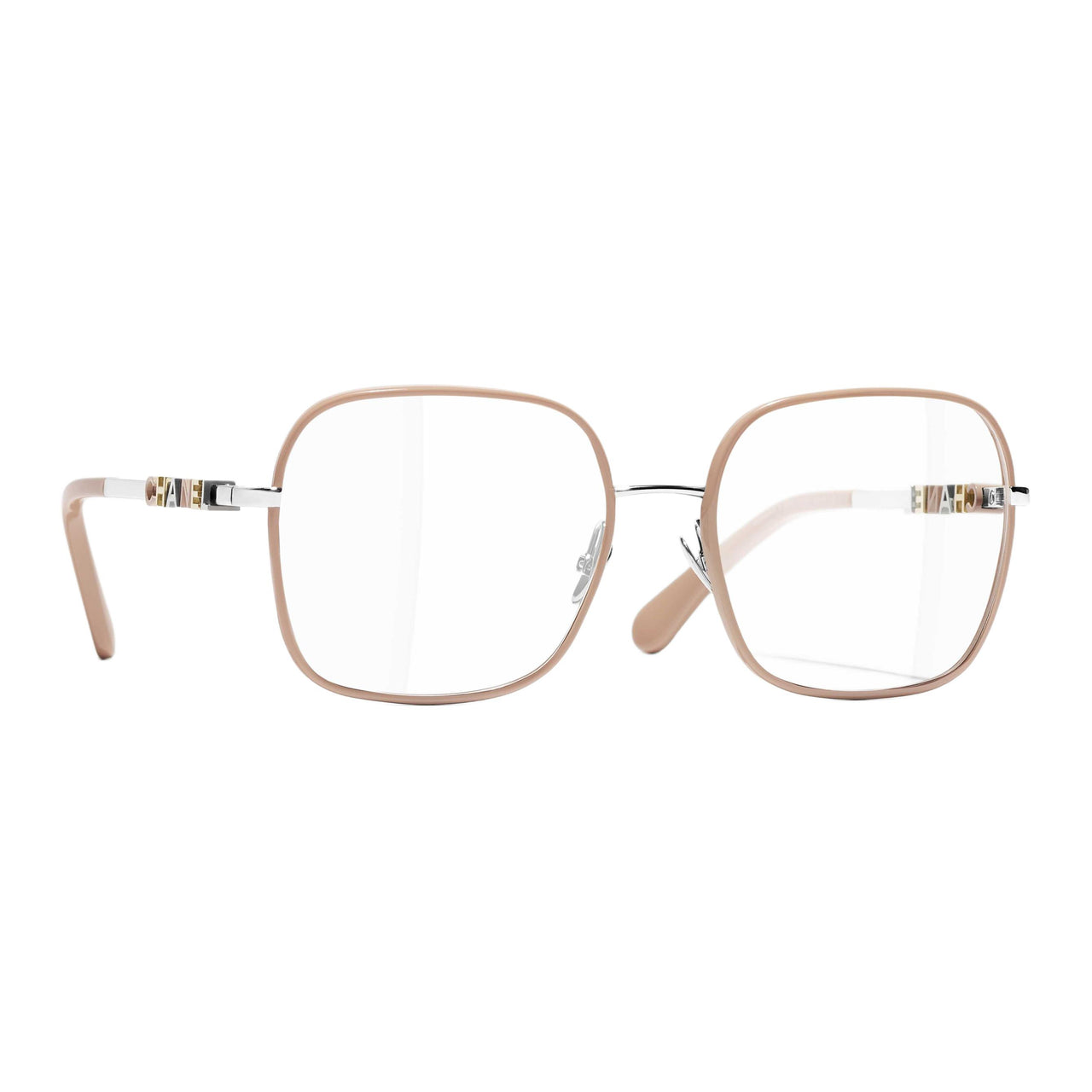 CHANEL Metal Square Eyeglass Frames Women's Gold