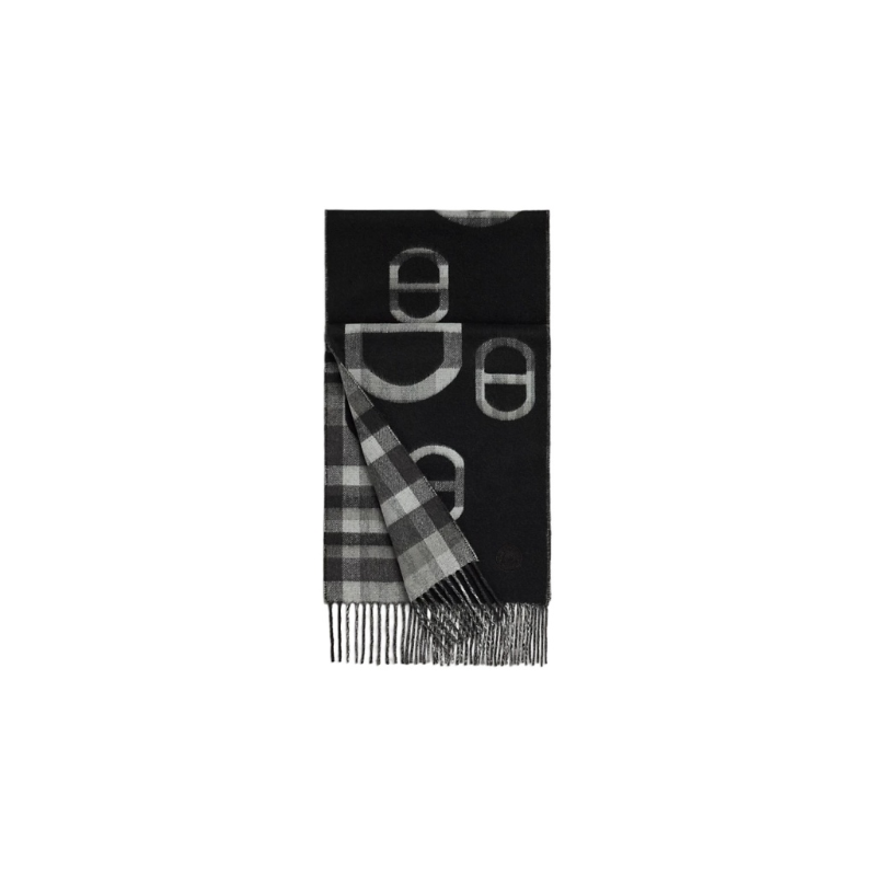 HERMES Knit Scarves Unisex Black