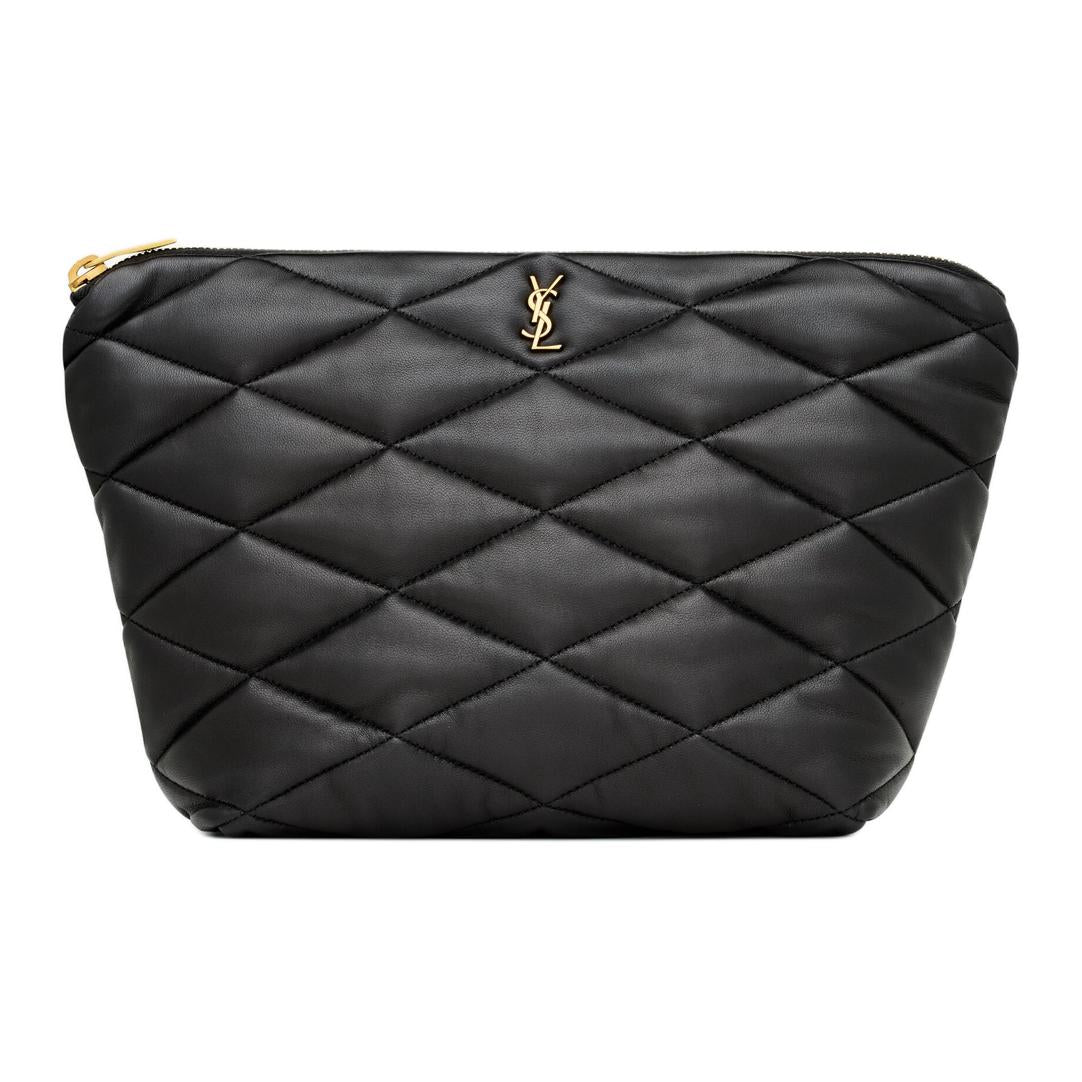 SAINT LAURENT Sheepskin Makeup Bag, Clutch Trumpets Women's Black