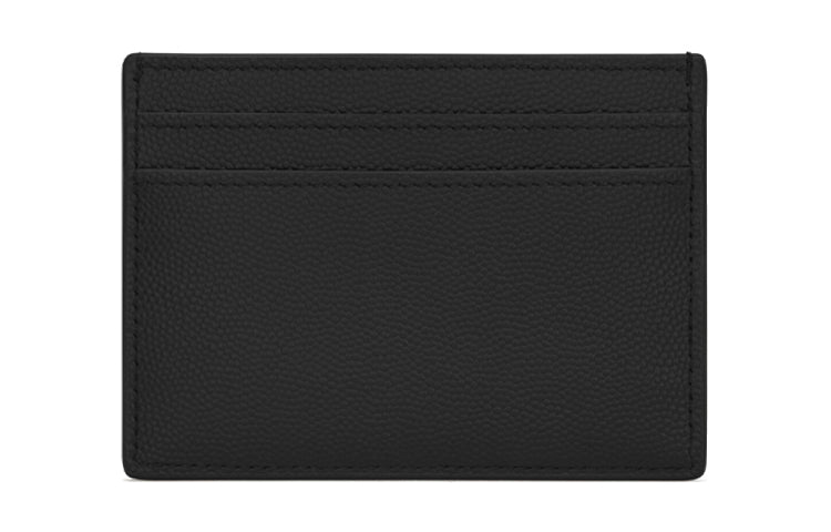 SAINT LAURENT MonogramCASSANDRE Grained Embossed Leather Card Clip Card Holder Men's Black