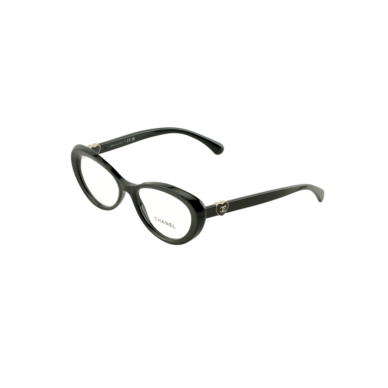 CHANEL Acetate Cat Eye Eyeglass Frames Women's Black