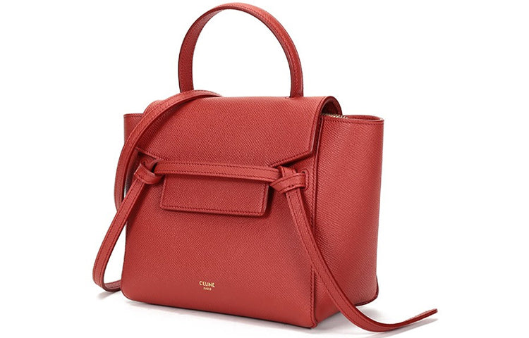 CELINE Belt Grained Calfskin Portable Crossbody Bag Shoulder Bag Women's Fox Red