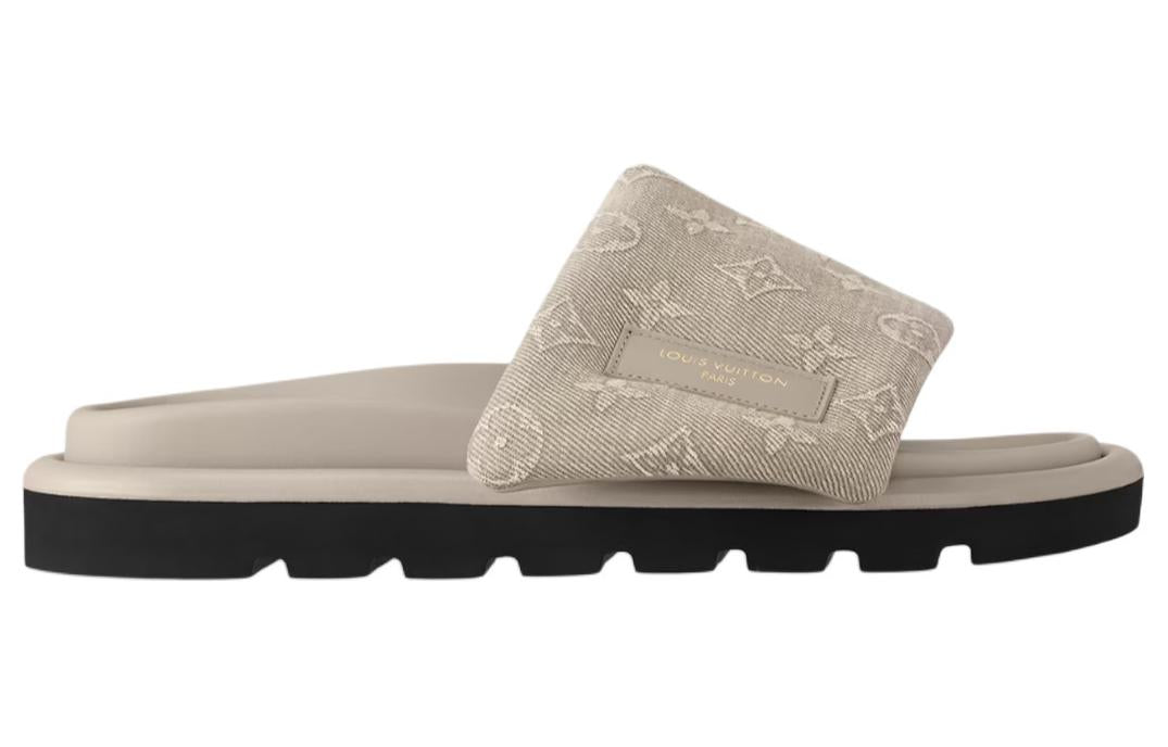 LOUIS VUITTON Slip Resistant Slide Slippers Women's Beige