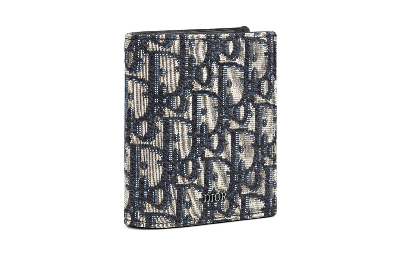DIOR Jacquard Fabric Wallet Men's Beige/Black