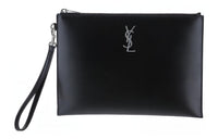 SAINT LAURENT Cow Leather Clutch Men's Black