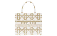 DIOR BookTote Embroidery Tote Bag Shopping Bag Handbag Small Size Women's White